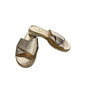 Kate Spade Rose Gold Crossover Metallic Slides Sandals Size 6.5 Summer Beach